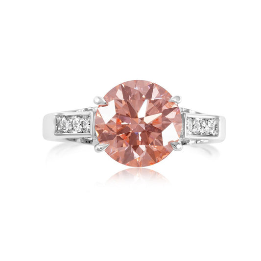 Fancy Pink Lab - grown Diamond Ring 3.32 ctw - Lotus Diamond