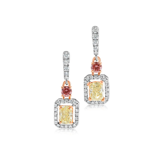 Fancy Yellow Lab - grown Diamond Earrings 1.45 ctw - Lotus Diamond