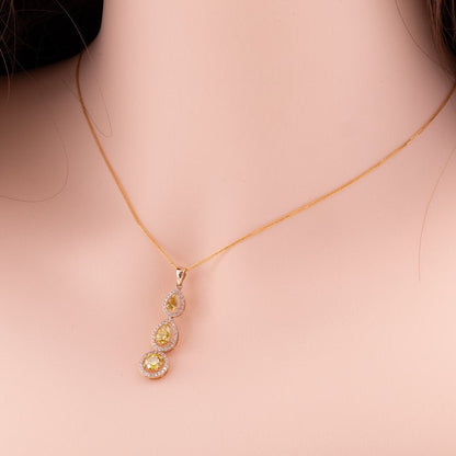 Fancy Yellow Lab - grown Diamond Necklace 1.62 ctw - Lotus Diamond