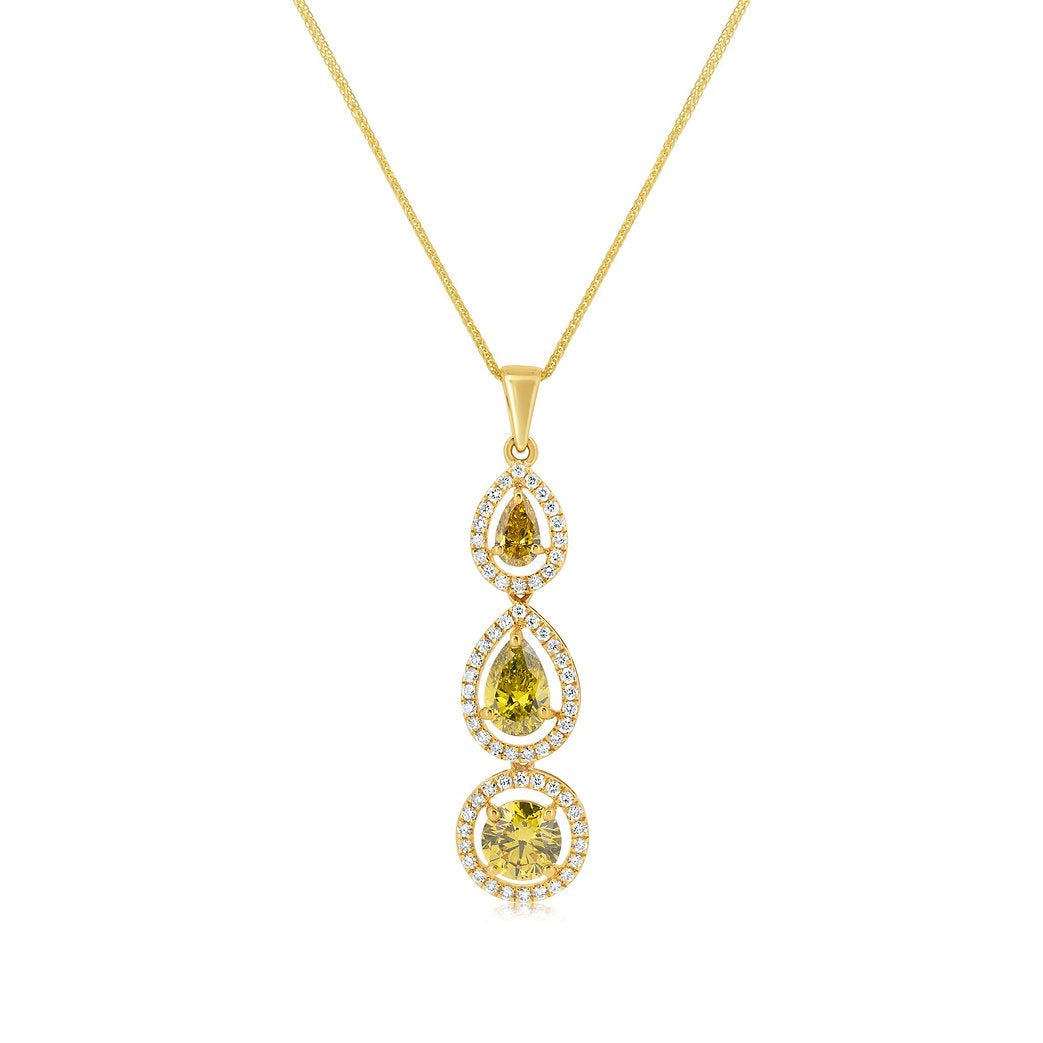 Fancy Yellow Lab - grown Diamond Necklace 1.62 ctw - Lotus Diamond