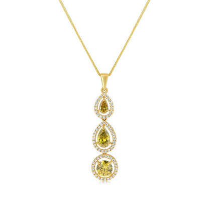 Fancy Yellow Lab - grown Diamond Necklace 1.62 ctw - Lotus Diamond