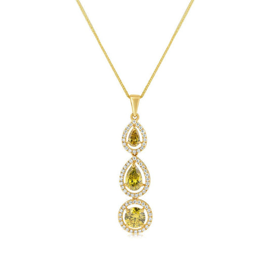 Fancy Yellow Lab - grown Diamond Necklace 1.62 ctw - Lotus Diamond
