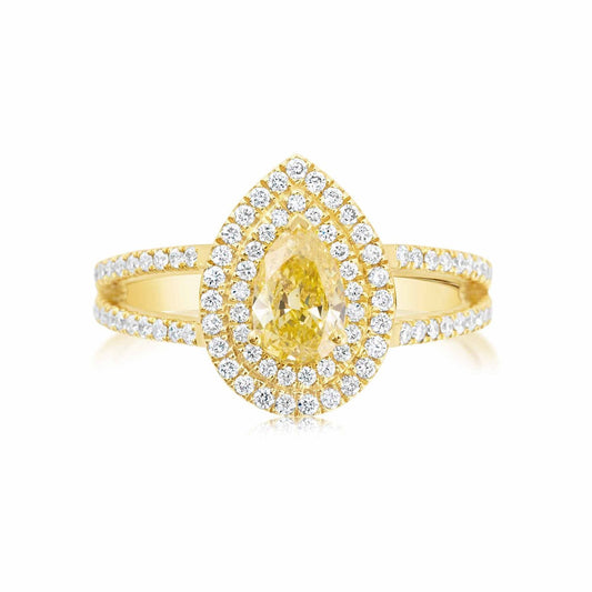 Fancy Yellow Lab grown Diamond Ring 0.94ctw - Lotus Diamond
