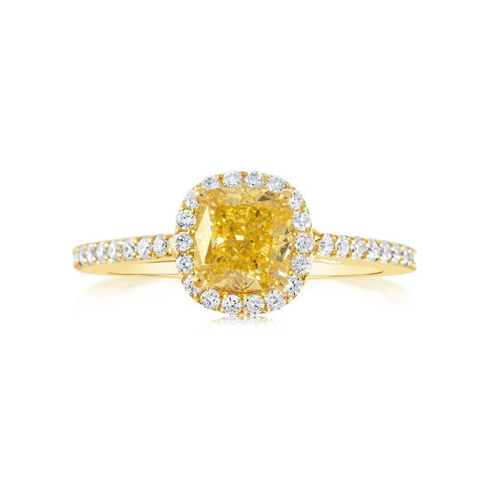 Fancy Yellow Lab grown Diamond Ring 1.71ctw - Lotus Diamond