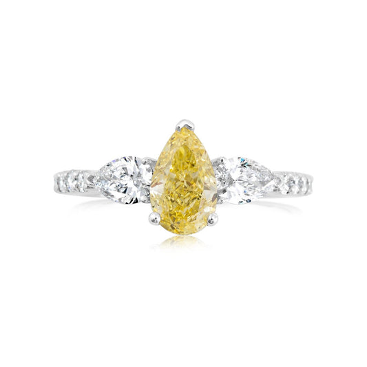 Fancy Yellow Lab grown Diamond Ring 2.19ctw - Lotus Diamond