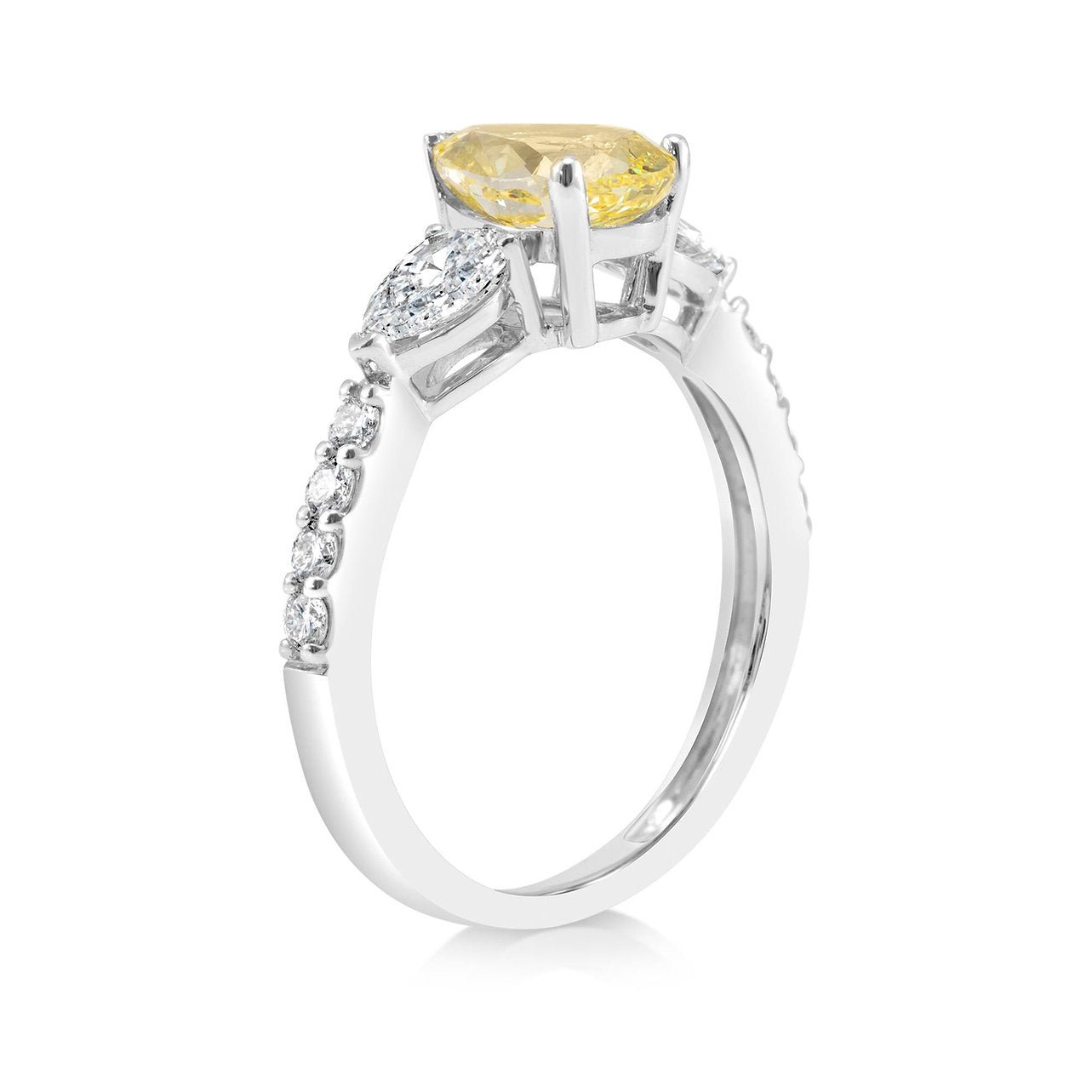 Fancy Yellow Lab grown Diamond Ring 2.19ctw - Lotus Diamond