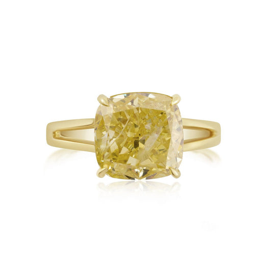Fancy Yellow Lab grown Diamond Ring 5.04 ctw - Lotus Diamond