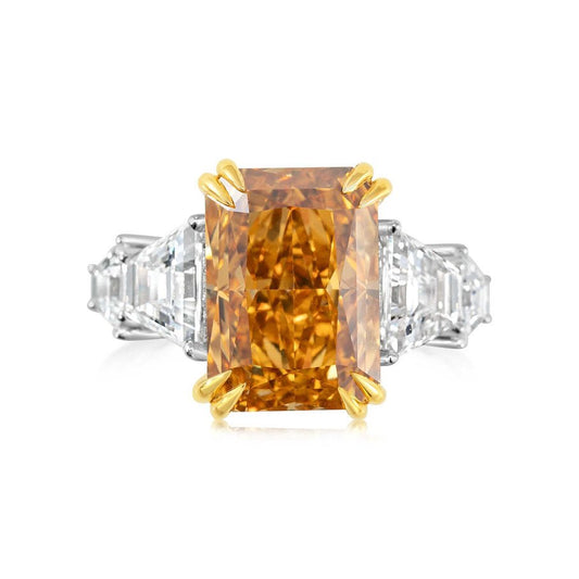 Fancy Yellow Lab grown Diamond Ring 7.11ct - Lotus Diamond