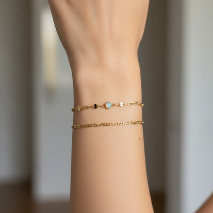 Figaro Chain Bracelet - Lotus Diamond