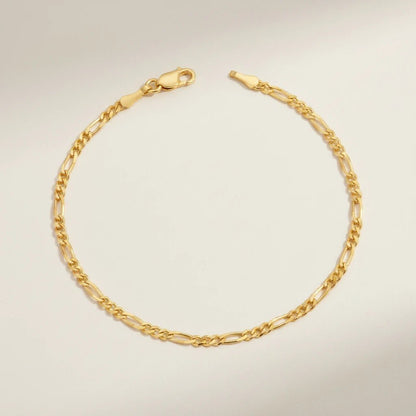 Figaro Chain Bracelet - Lotus Diamond