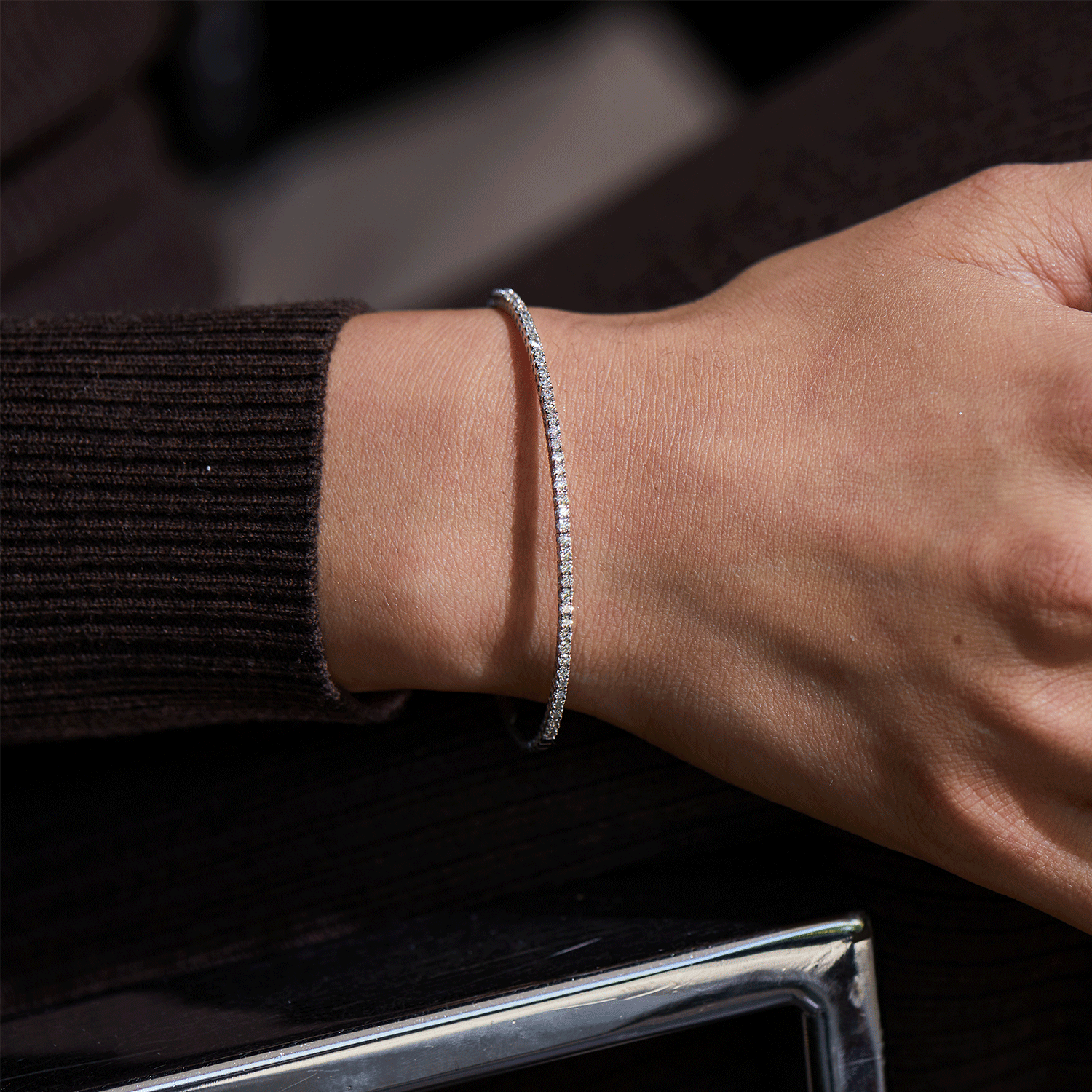 Flexible Diamond Tennis Bangle Bracelet - Lotus Diamond