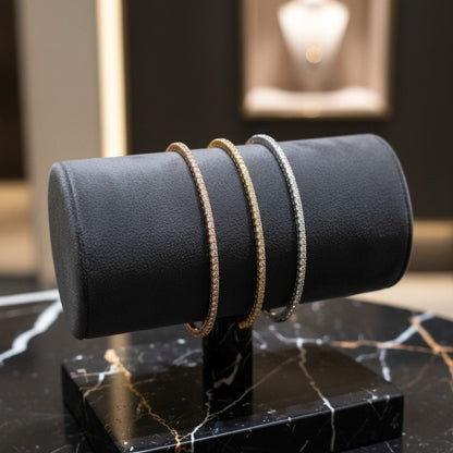 Flexible Diamond Tennis Bangle Bracelet - Lotus Diamond