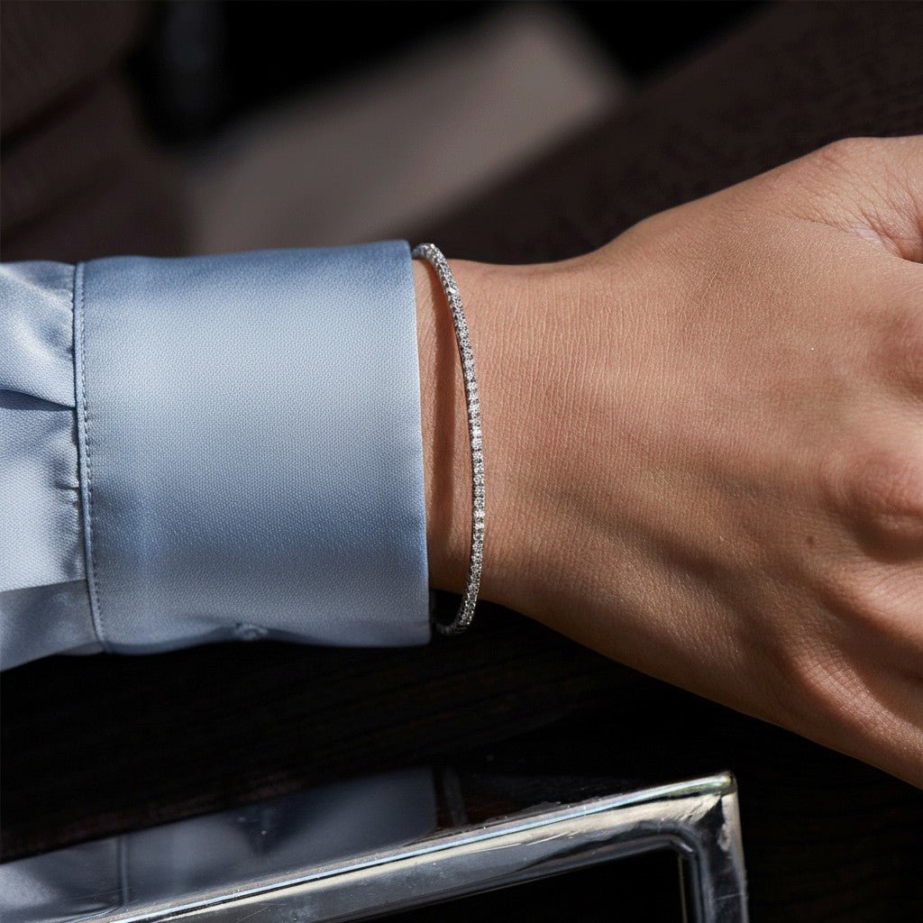 Flexible Diamond Tennis Bangle Bracelet - Lotus Diamond