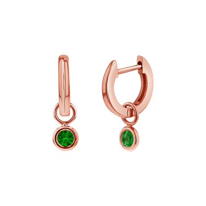 Gemstone Drop Huggies Hoops - Lotus Diamond