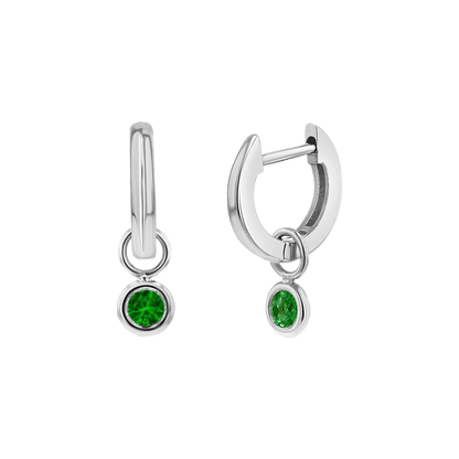 Gemstone Drop Huggies Hoops - Lotus Diamond