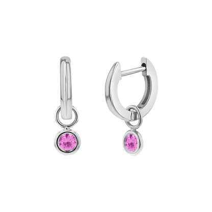 Gemstone Drop Huggies Hoops - Lotus Diamond