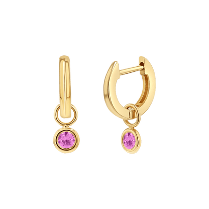 Gemstone Drop Huggies Hoops - Lotus Diamond