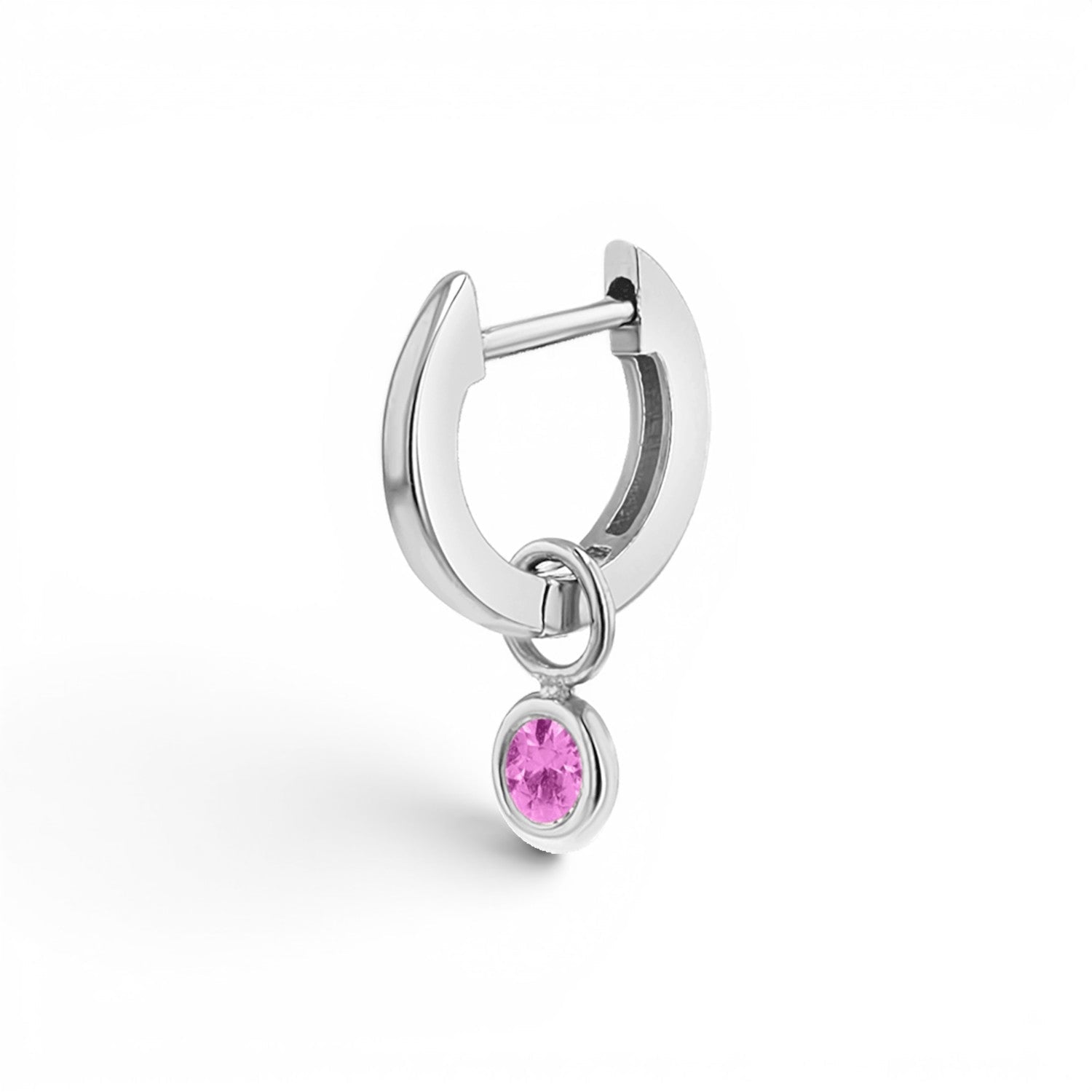 Gemstone Drop Huggies Hoops - Lotus Diamond