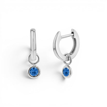 Gemstone Drop Huggies Hoops - Lotus Diamond