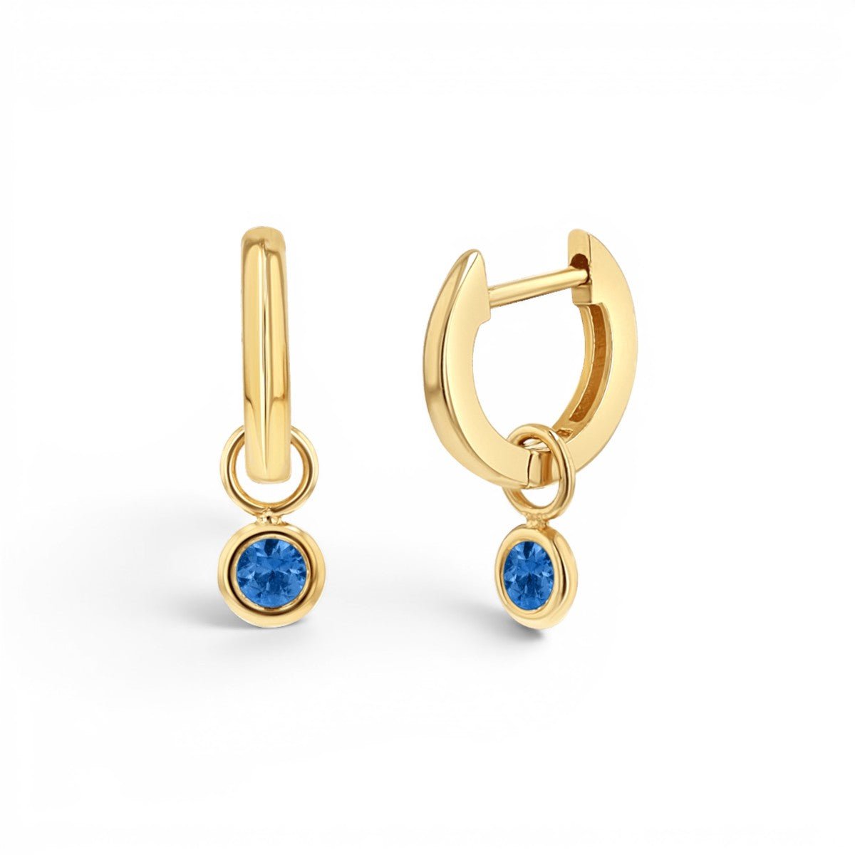 Gemstone Drop Huggies Hoops - Lotus Diamond