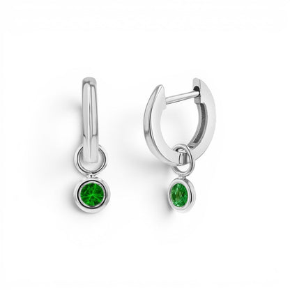 Gemstone Drop Huggies Hoops - Lotus Diamond