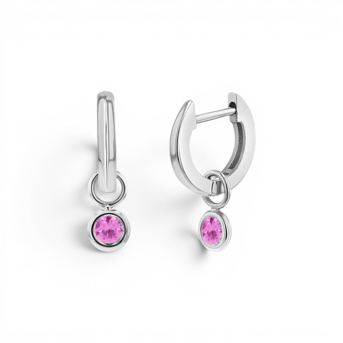 Gemstone Drop Huggies Hoops - Lotus Diamond