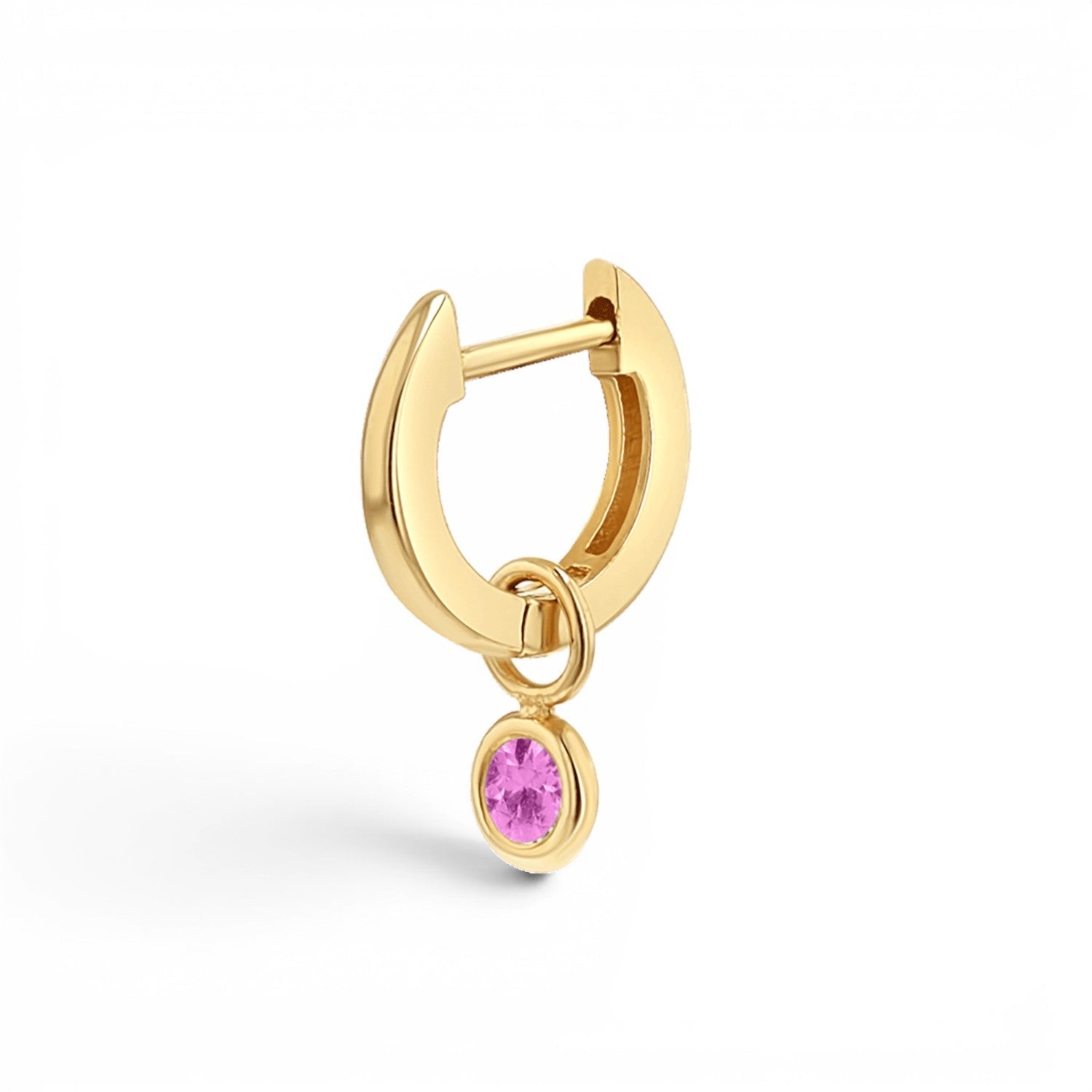 Gemstone Drop Huggies Hoops - Lotus Diamond