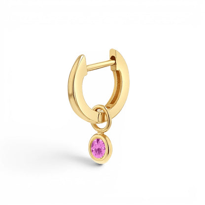 Gemstone Drop Huggies Hoops - Lotus Diamond