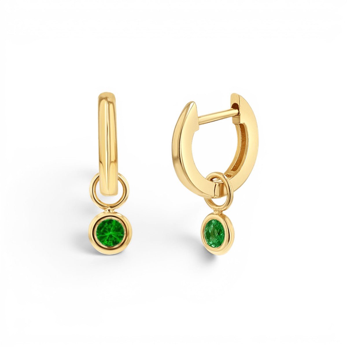 Gemstone Drop Huggies Hoops - Lotus Diamond