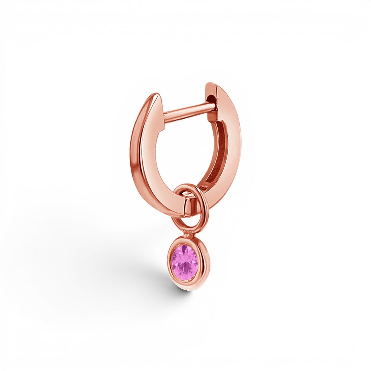 Gemstone Drop Huggies Hoops - Lotus Diamond