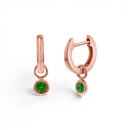 Gemstone Drop Huggies Hoops - Lotus Diamond