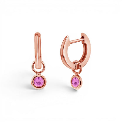 Gemstone Drop Huggies Hoops - Lotus Diamond