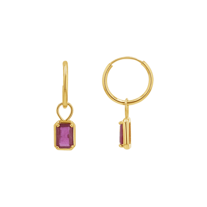 Gemstone Emerald Huggie Charms - Lotus Diamond