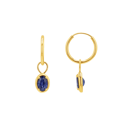 Gemstone Oval Huggie Charms - Lotus Diamond