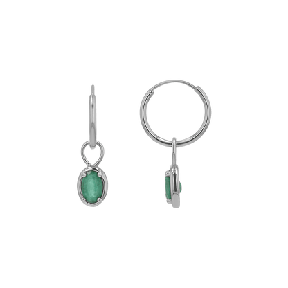 Gemstone Oval Huggie Charms - Lotus Diamond