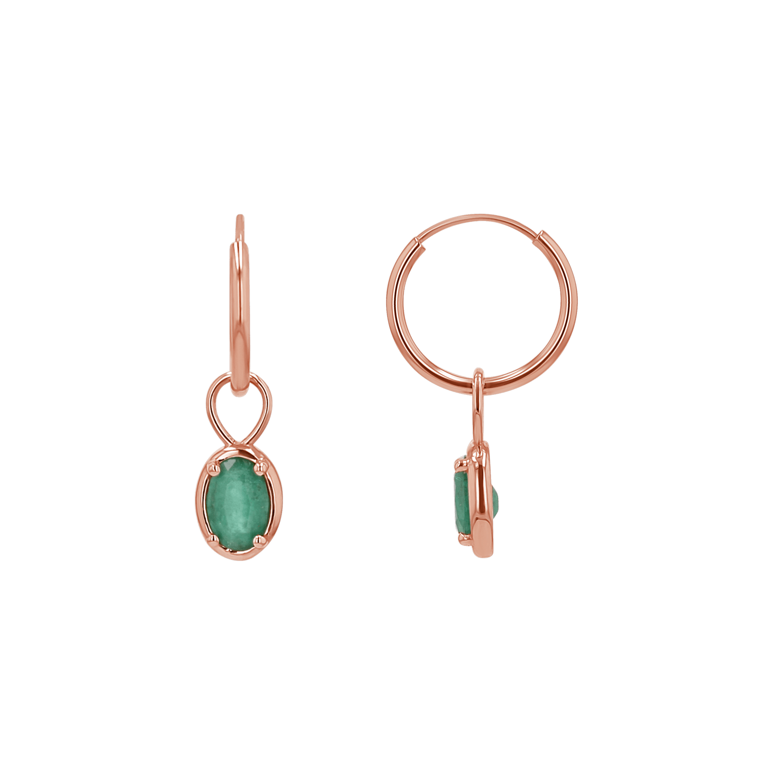 Gemstone Oval Huggie Charms - Lotus Diamond