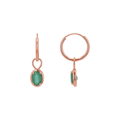 Gemstone Oval Huggie Charms - Lotus Diamond
