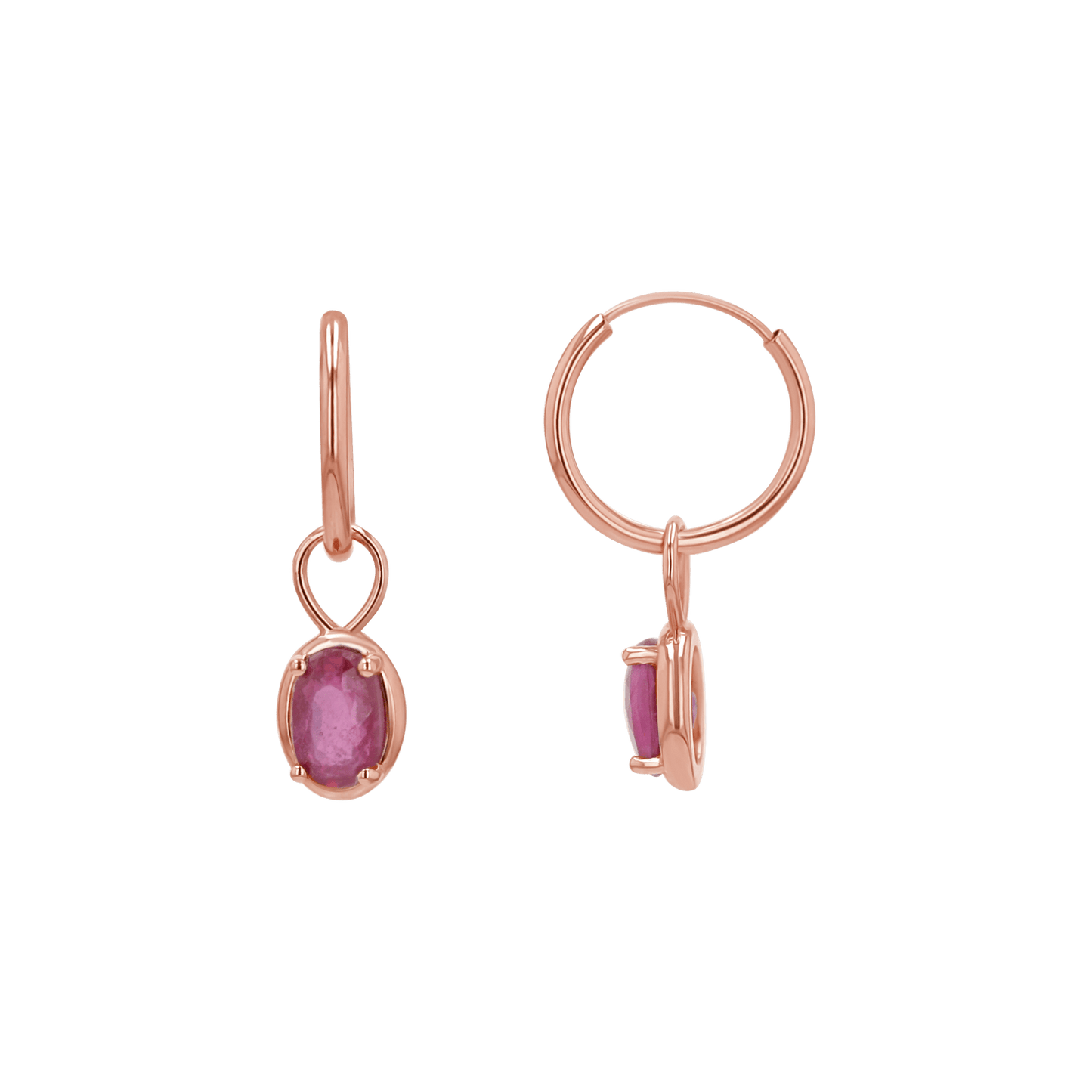 Gemstone Oval Huggie Charms - Lotus Diamond
