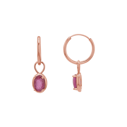 Gemstone Oval Huggie Charms - Lotus Diamond