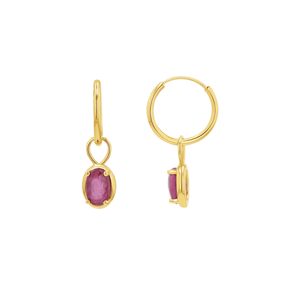 Gemstone Oval Huggie Charms - Lotus Diamond