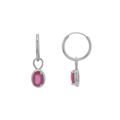 Gemstone Oval Huggie Charms - Lotus Diamond