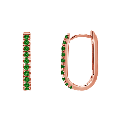 Gemstone Pave Paper Clip Huggie Earrings - Lotus Diamond