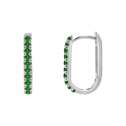 Gemstone Pave Paper Clip Huggie Earrings - Lotus Diamond