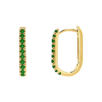 Gemstone Pave Paper Clip Huggie Earrings - Lotus Diamond