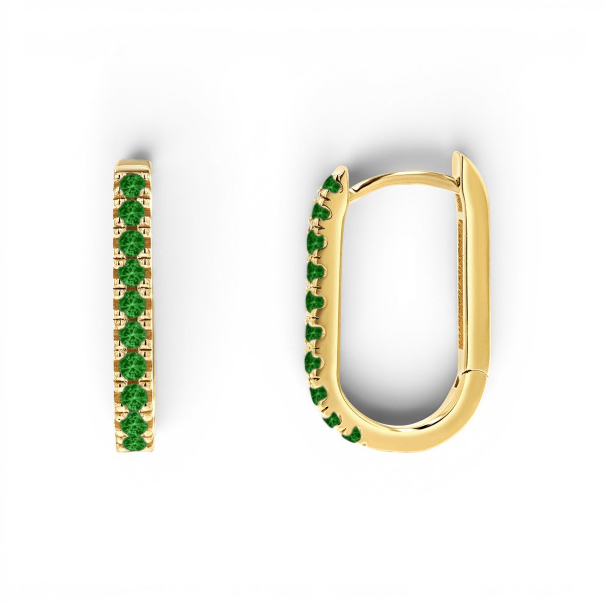 Gemstone Pave Paper Clip Huggie Earrings - Lotus Diamond