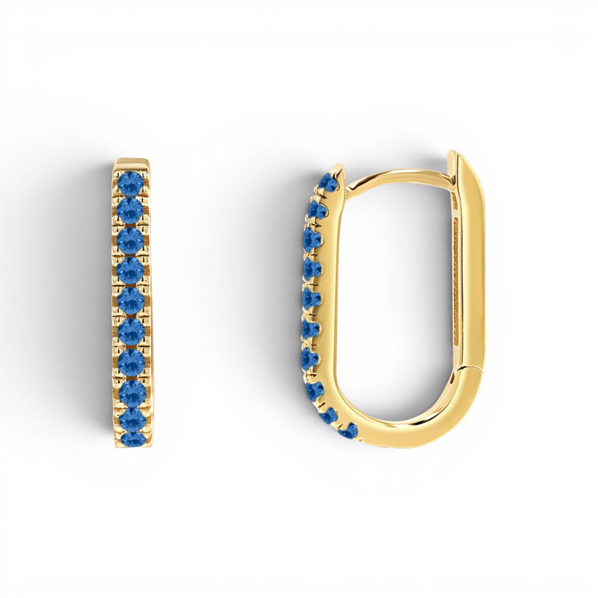 Gemstone Pave Paper Clip Huggie Earrings - Lotus Diamond