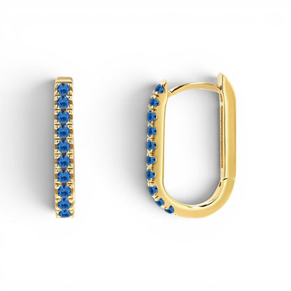 Gemstone Pave Paper Clip Huggie Earrings - Lotus Diamond