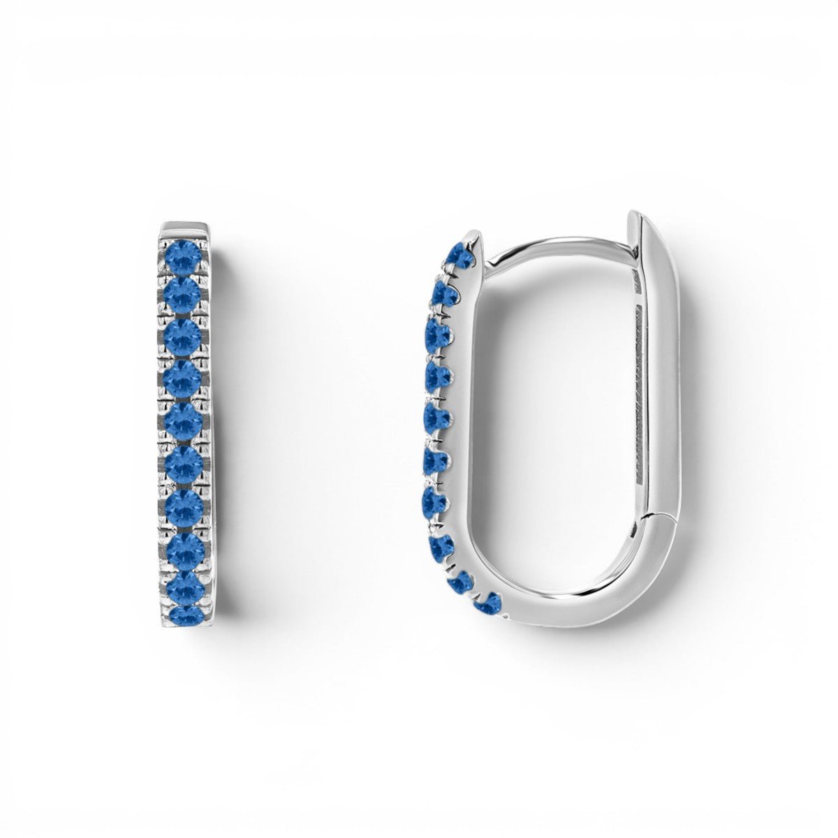Gemstone Pave Paper Clip Huggie Earrings - Lotus Diamond