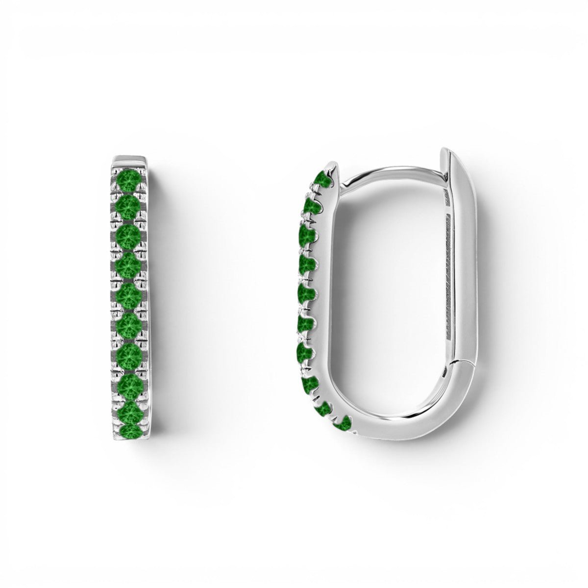 Gemstone Pave Paper Clip Huggie Earrings - Lotus Diamond