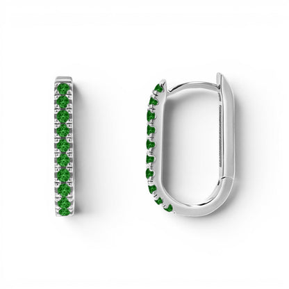 Gemstone Pave Paper Clip Huggie Earrings - Lotus Diamond